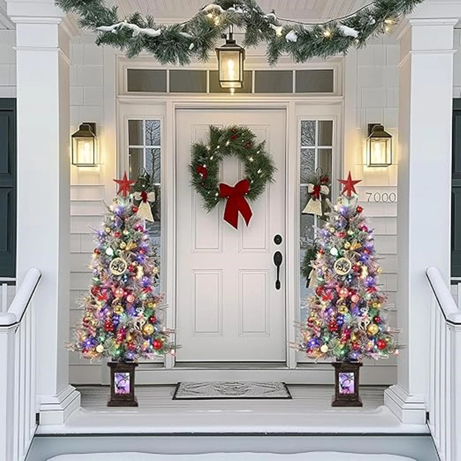 4ft Snow-Flocked Artificial Christmas Tree with 150 Multicolor Lights and Warm White, 9 Lighting Modes