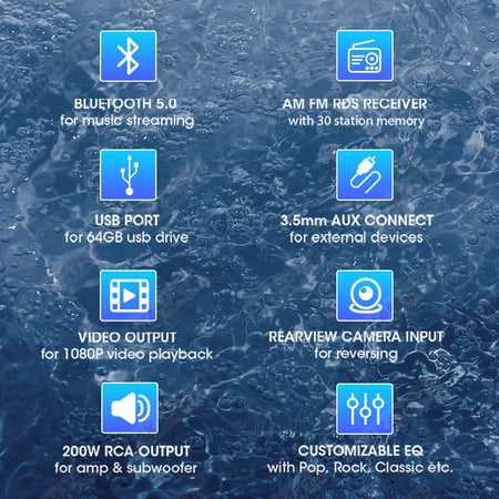 AKAMATE Boat Stereo MP5 Radio &ndash; Waterproof IPX5 Bluetooth