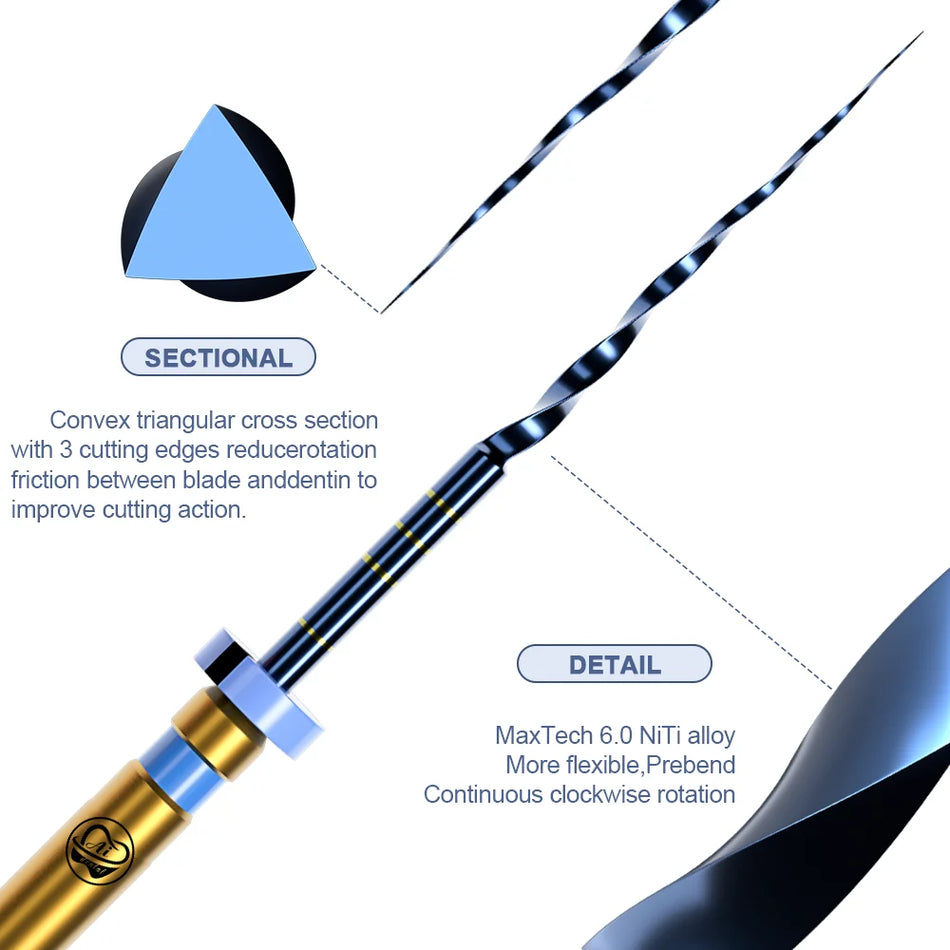 AI UB Endodontiska Rotationsfiler 19 Till 25mm NiTi MaxTech 6.0