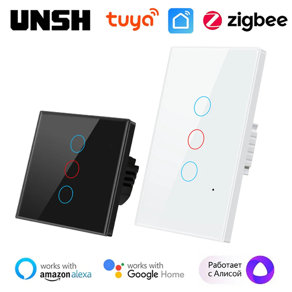 🟠 1 2 3 4 6 gang Tuya ZigBee Smart Light Touch Wall Switch With/No Neutral Wire Smart Life Support Alexa Google Home Yandex Alice
