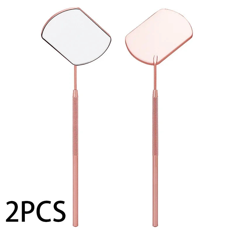 DUTRIEUX Stainless Steel Grafting Eyelash Extensions Checking Mirrors - 2 PCS Set Rose gold