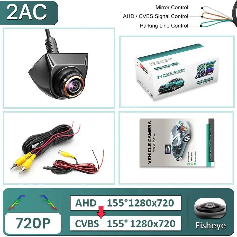 GreenYi 360° Adjustable Front/Backup Camera, Fish Eye Lens OEM Mini Style, Side/Rear View Camera Night Vision Waterproof by InterCyprus Trading Ltd