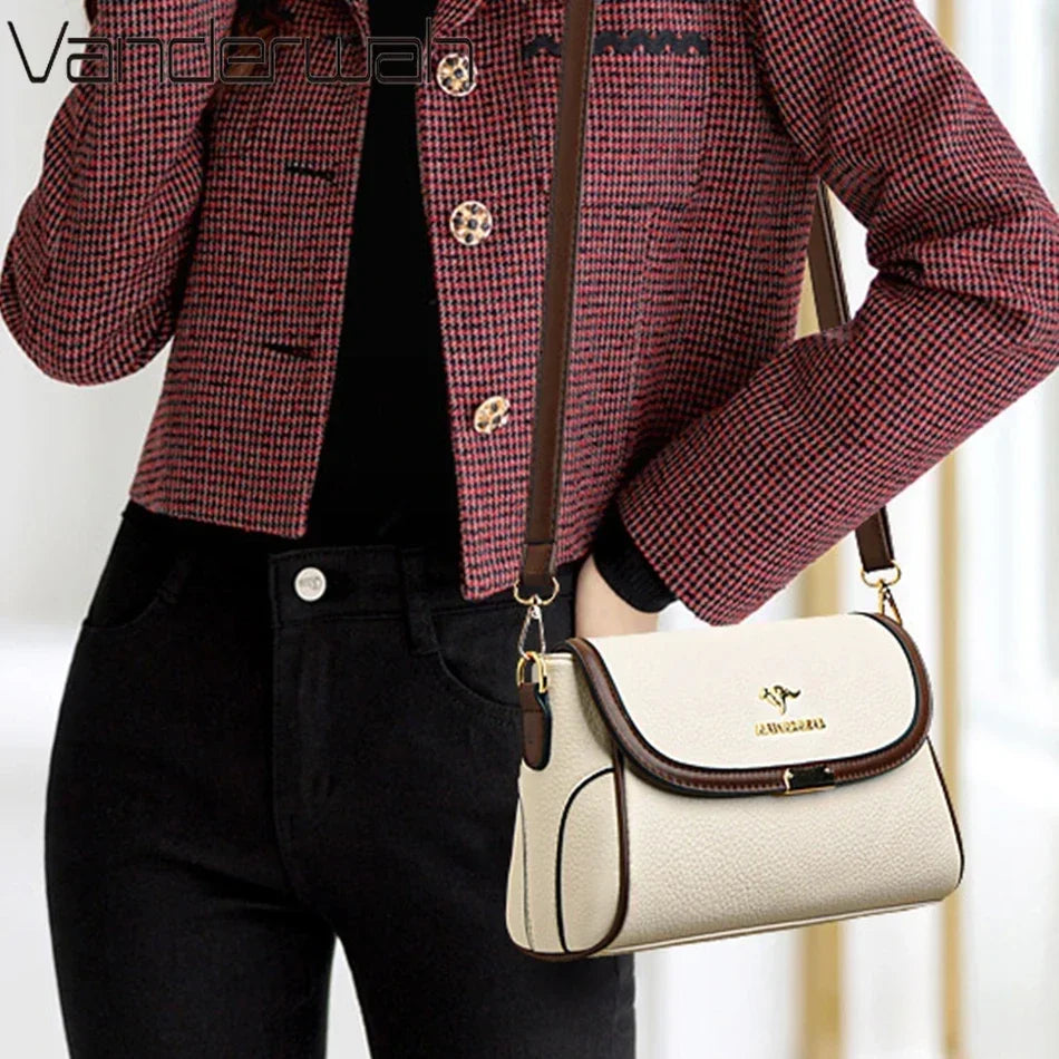 PU Leather Shoulder Bag for Women, Crossbody Designer with 2 Straps, Sequined Accent, Spacious Interior