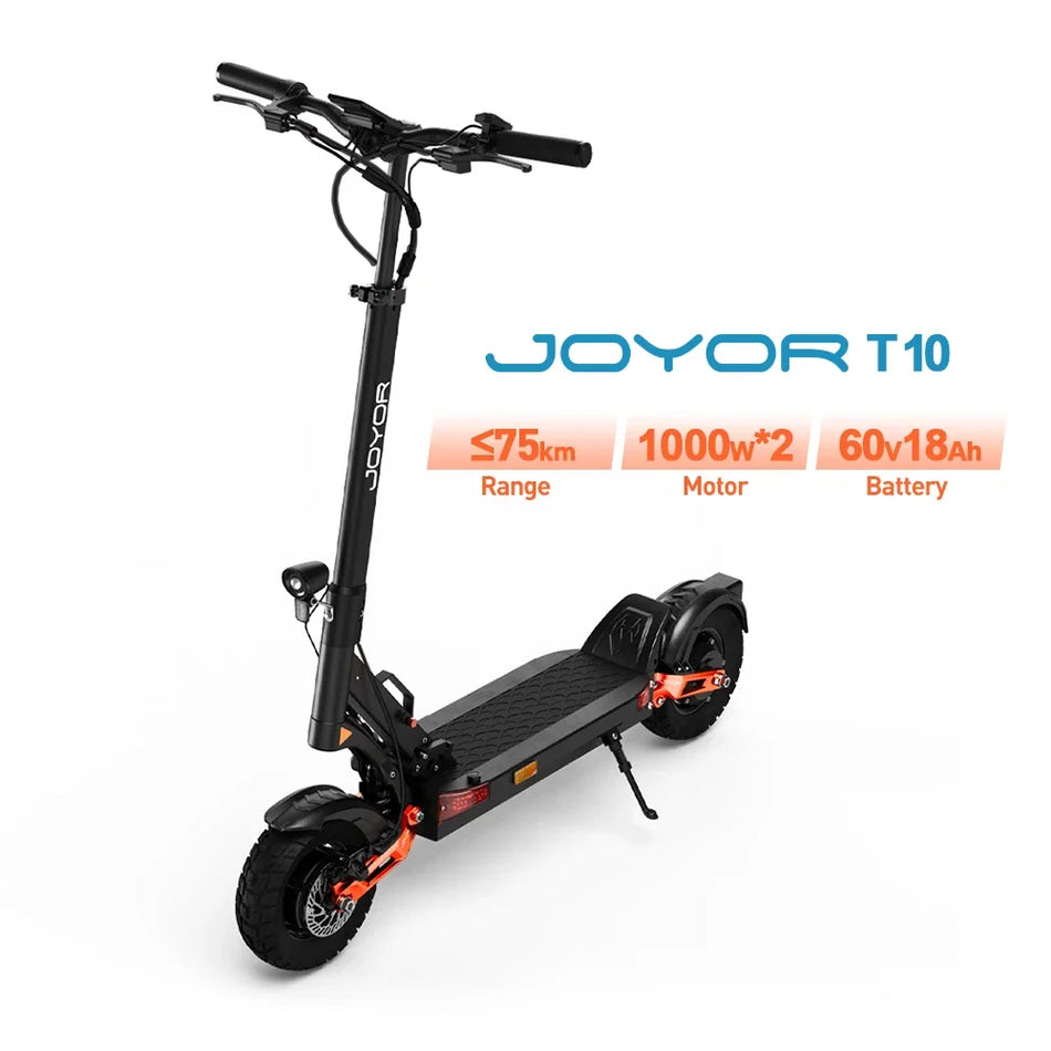 JOYOR T10 Ηλεκτρικό Σκούτερ με Διπλούς 1000W Κινητήρες, Εκτός Δρόμου 10-Ιντσών Αναδιπλούμενο