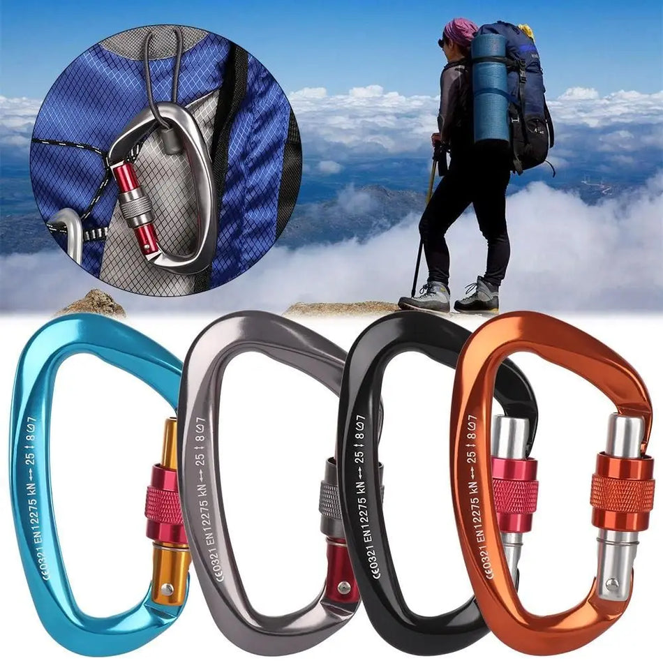 12KN 7075 Outdoor Climbing Equipment Buckle Climbing Carabiner D Shape Quickdraws Professional Climbing Buckle Lock Safety Lock