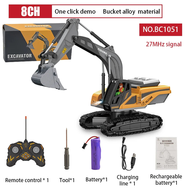 BigShu 1:24 RC Alloy Dump Truck and Excavator Set for Kids NO.BC1051
