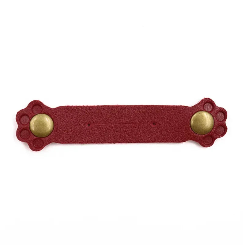 Cat Paw Pattern Cord Winder Leather Organizer - Portable C