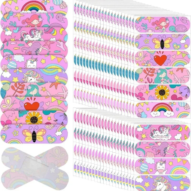 50pcs Cartoon Kawaii Girls Horse Band Aid Plasters - Adhesive Wound Dressing random pattern / 72x19mm