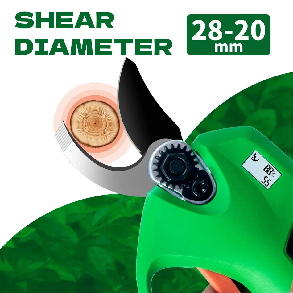 Electric Pruning Shears Cordless With LCD Display, 28mm Cutting, 16.8V Battery