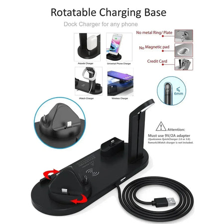 Opansten Wireless Charger Stand &ndash; Three Ports Fast Charging