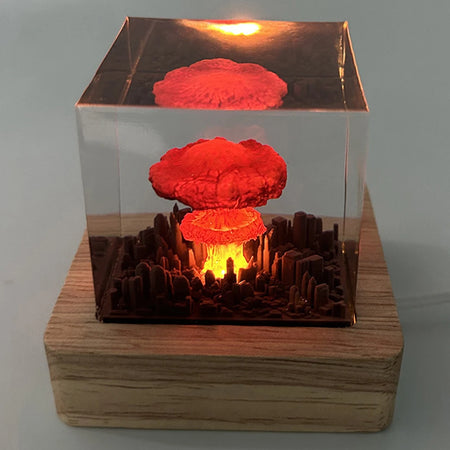 Nuclear Explosion 3D Night Light - USB Rechargeable Mushroom Cloud Lamp for Home Decor