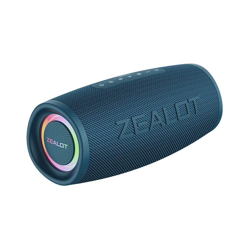 ZEALOT-S56 Speaker &ndash; IPX6 Waterproof 40W Bass RGB Lights Blue