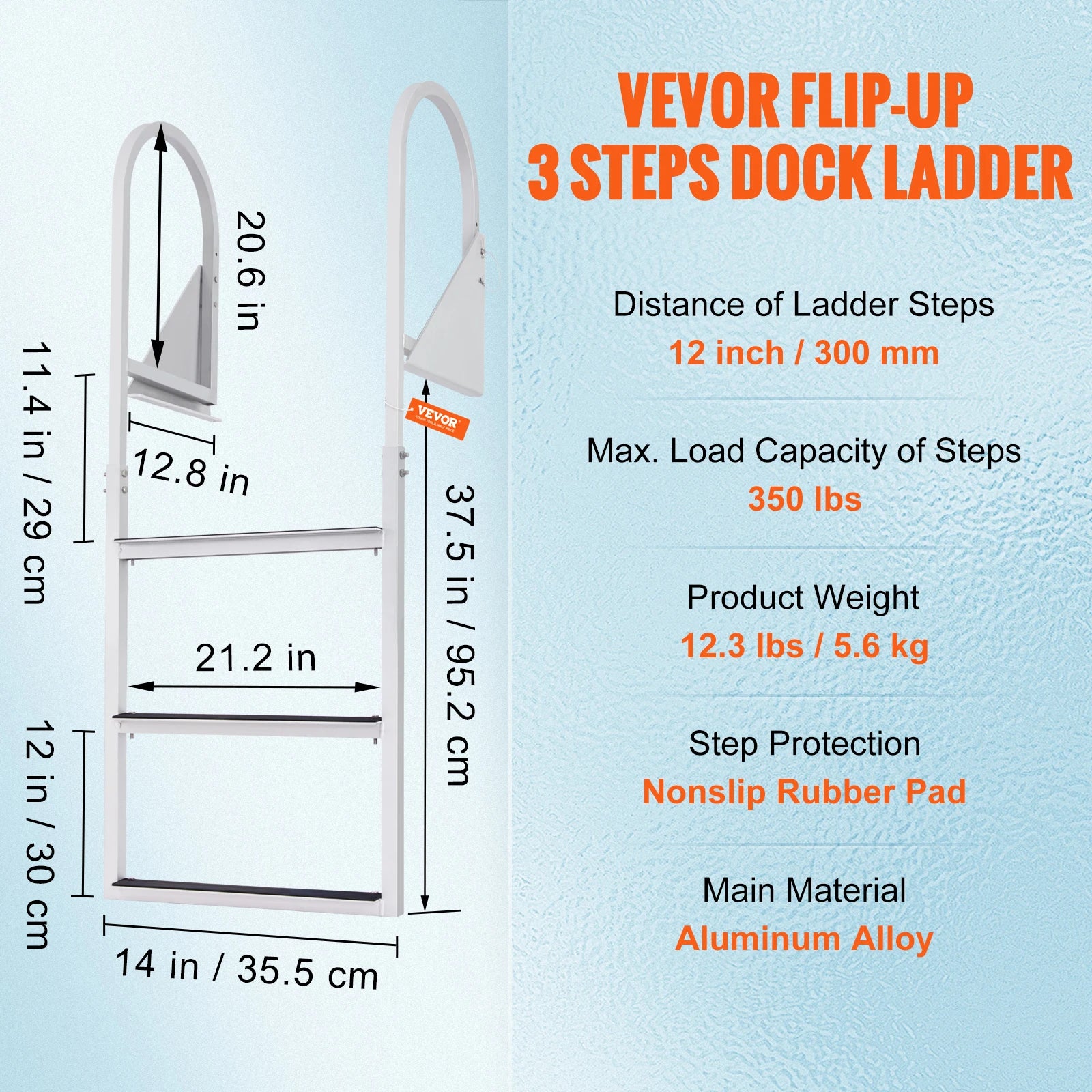 SucceBuy 3/4/5 Steps Flip Up Dock Ladders - Sturdy Boarding 3 Steps / UNITED KINGDOM