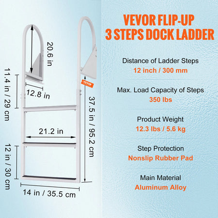 SucceBuy 3/4/5 Steps Flip Up Dock Ladders - Sturdy Boarding 3 Steps / UNITED KINGDOM