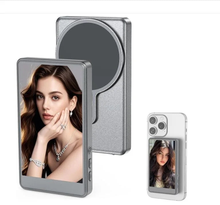 Magnetic Phone Vlog Selfie Monitor &ndash; IPhone Android Ready Grey