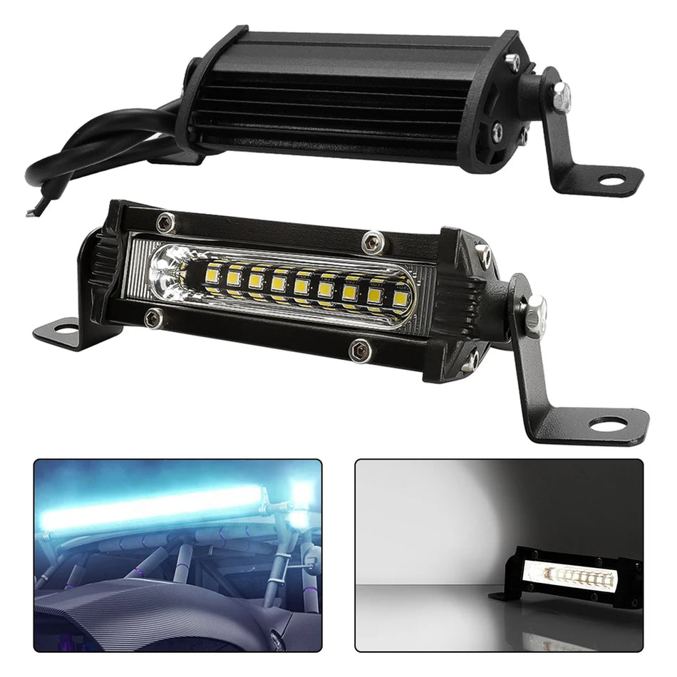 NIGHTKIST Barra di Luce da Lavoro per Auto 27W, LED a Singola Riga, Impermeabile 12V