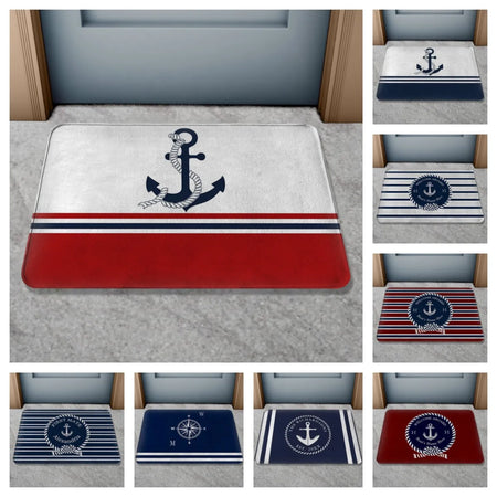Custom Boat Name Non Slip Nautical Theme Doormat | Personalized Bath Rug