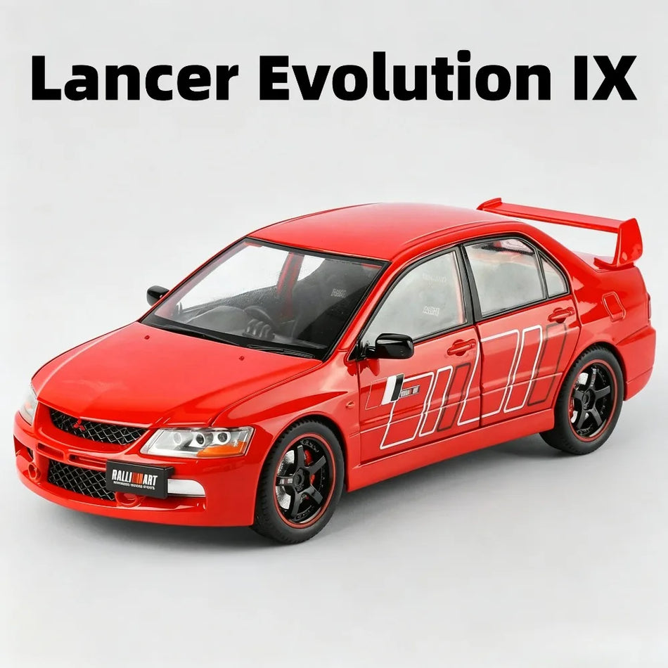 Model de mașină Diecast Lancer Evolution IX 1:24 cu retragere.