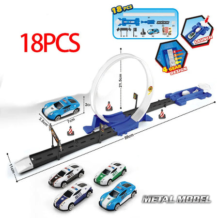 Railway Racing Track Play Set 18/40pcs &ndash; Interactive Fun 18PCS BLUE