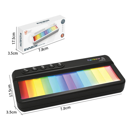 Rainbow Flashing Piano Toy &ndash; Educational Fun with 5 Instruments black with box
