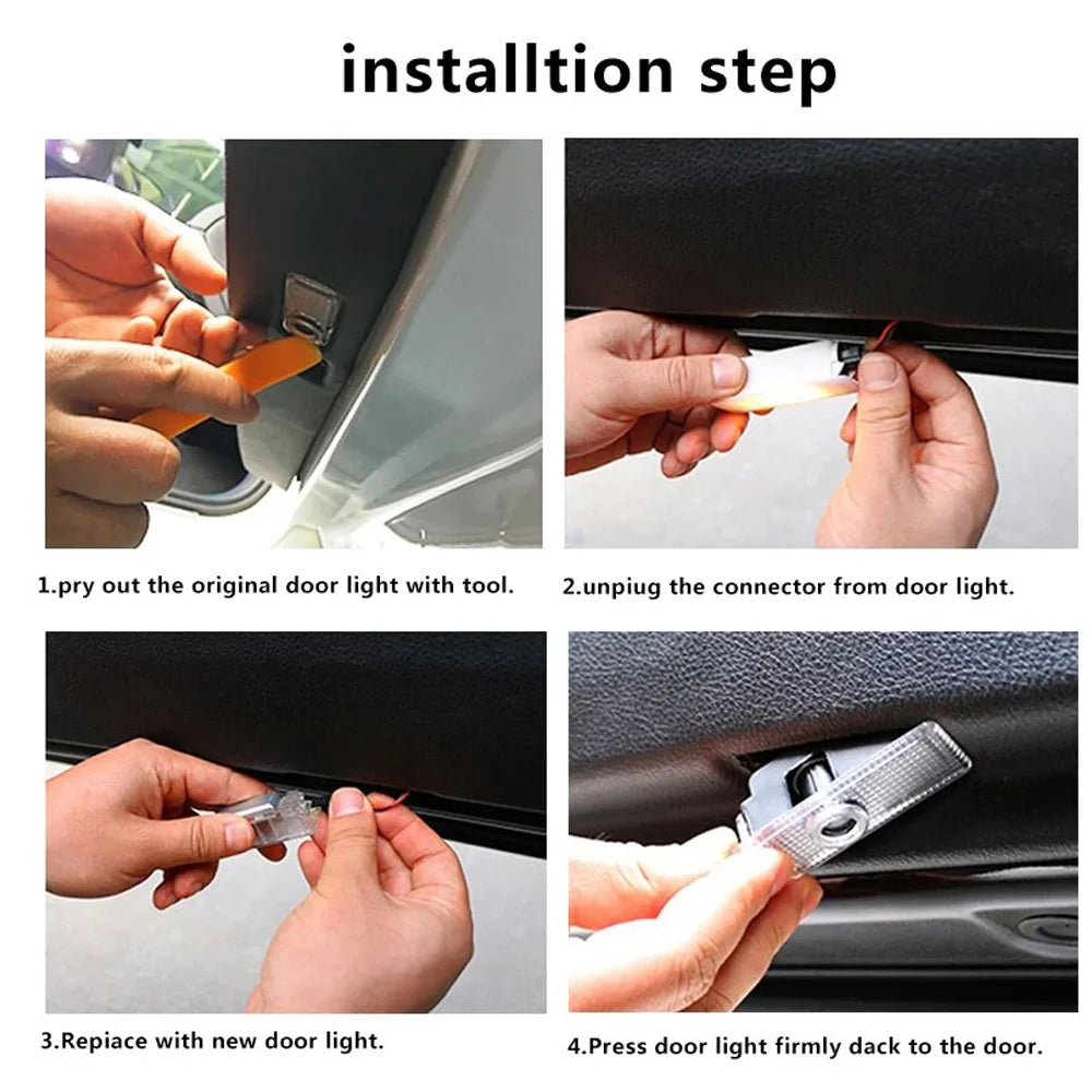 2pcs Audi Car Door Logo Projector Lights - HD Welcome Lamp