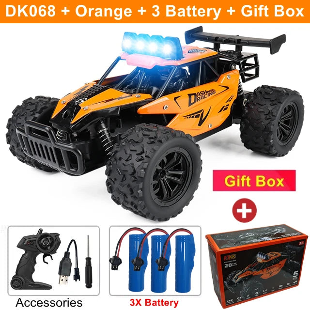 Remote Control Car RC Drift 1:16 Off Road Alloy &ndash; LED Light DK068 Orange 3B Box