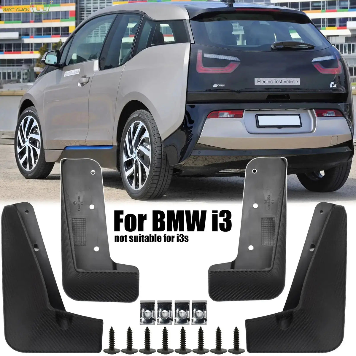 4pc Set For Bmw I3 2013-2021 Molded Mud Flaps Splash Guards Mudguards Fender Electric Styled Molded Car Flares Replacement Auto by InterCyprus Trading Ltd