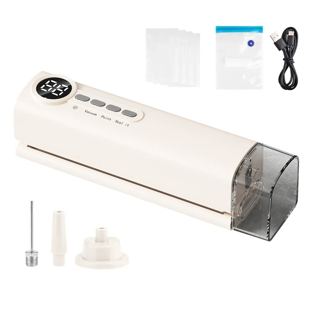 Mini Vacuum Sealer Rechargeable Portable &ndash; LED Display WHITE
