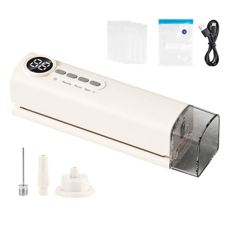 Mini Vacuum Sealer Rechargeable Portable &ndash; LED Display WHITE