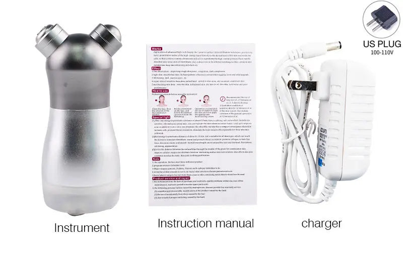 MONAI Face Massager &ndash; LED Photon Therapy For Firming Silver-US-Plug