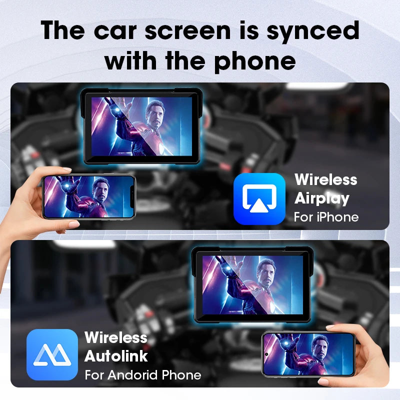 Vtopek 7 Inch Motorcycle DVR GPS Navigation &ndash; IPX7 Waterproof Wireless CarPlay and Android Auto