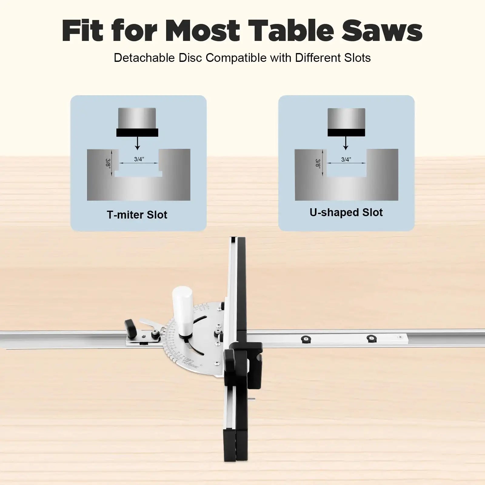 Precision Miter Gauge for Table Saw - Adjustable 0-60 Degree