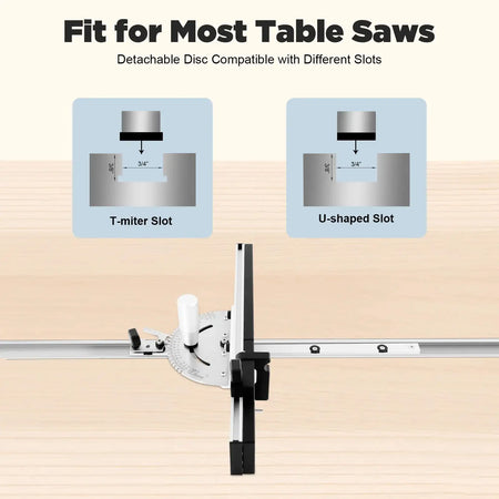 Precision Miter Gauge for Table Saw - Adjustable 0-60 Degree