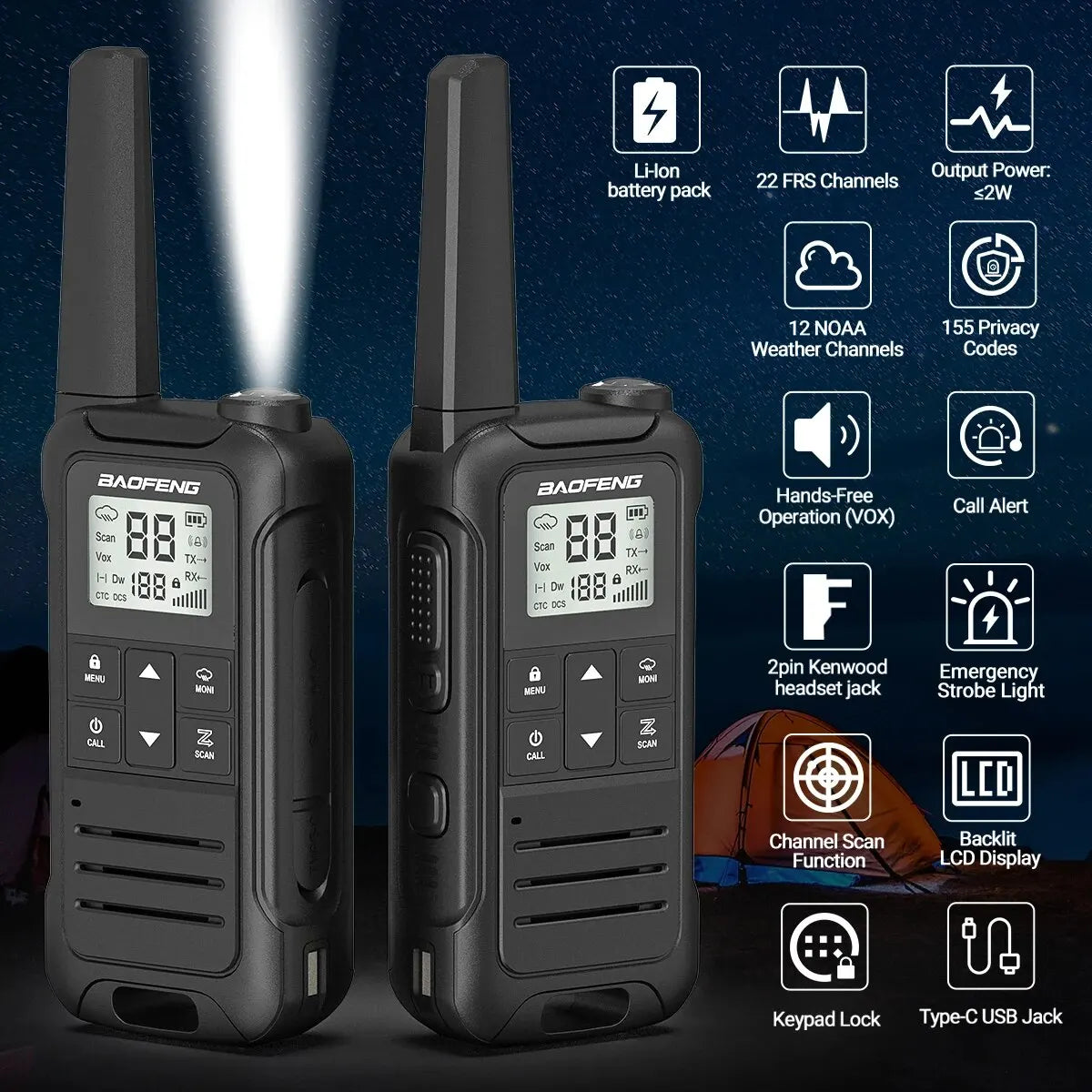 Baofeng F22 Mini Walkie Talkie PMR FRS - Long Range