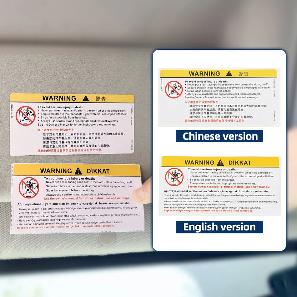 Eticheta de siguranță pentru oglinda de machiaj a parasolarului din interiorul mașinii, rezistentă la apă