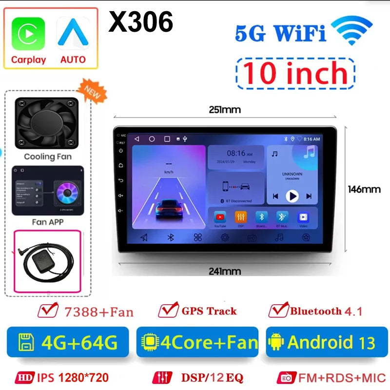 Android13 7 9 10 Inch Car Radio GPS &ndash; Wireless CarPlay and Android Auto Connectivity 10Inch 4-64GB