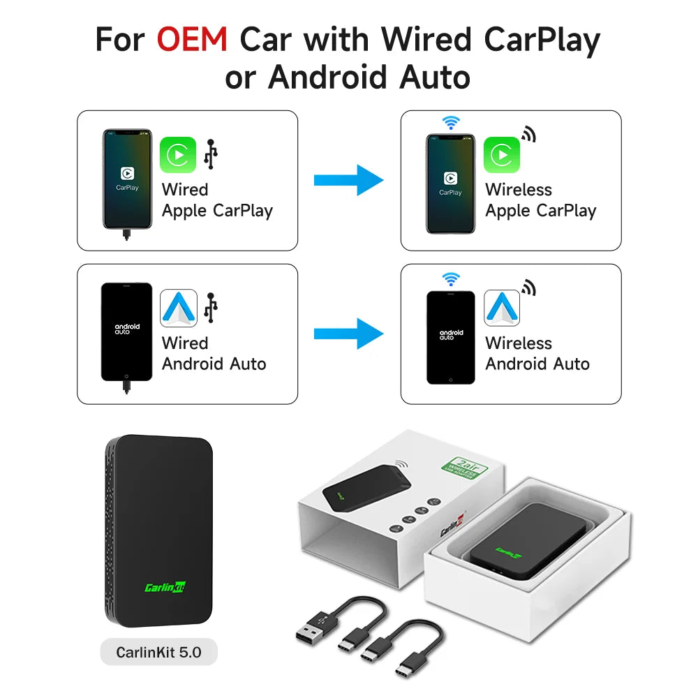 CarlinKit 5.0 &amp; 4.0 &ndash; Wireless CarPlay and Android Auto Adaptor Genuine Guarantee / CarlinKit 5.0