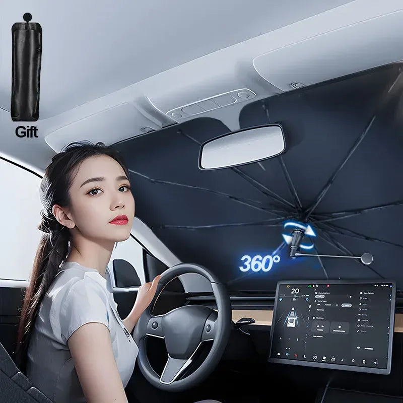 360&deg; Rotating Car Sunshade Umbrella for Summer Heat Protection