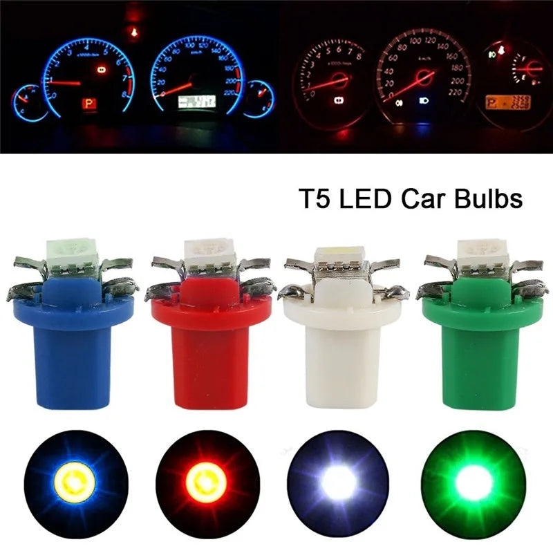 10Pcs 12V LED T5 B85D Car Dashboard Warning Indicator Bulbs