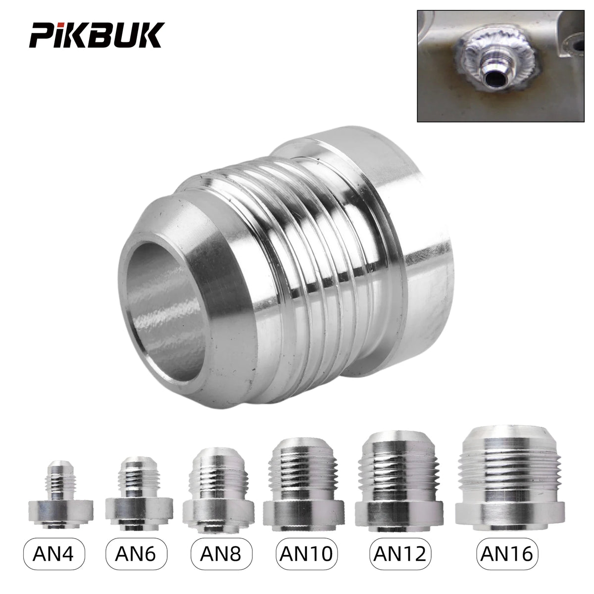 Stainless Steel AN Male Billet Straight Weld Bung Hose Fittings by InterCyprus Trading Ltd