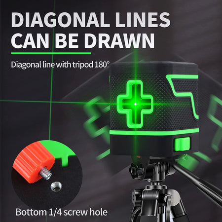2 Lines Green Light Laser Level - Waterproof Portable Tool