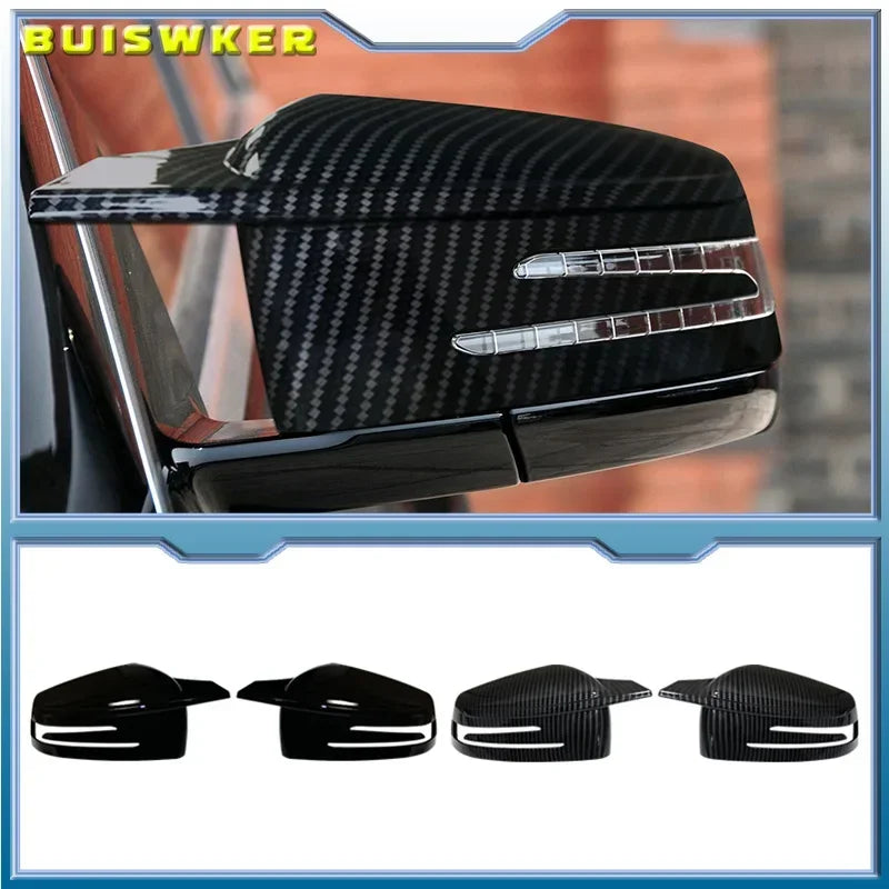 1 Ζευγάρι Γυαλιστερά Μαύρα Καπάκια Καλύμματος Καθρέφτη Πίσω Mercedes