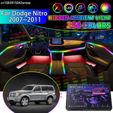For Dodge Nitro 2007~2011 2008 2009 Car Interior Ambient Lights Strips Breathing Lighting Kit App Control LED strips Accessories by InterCyprus Trading Ltd