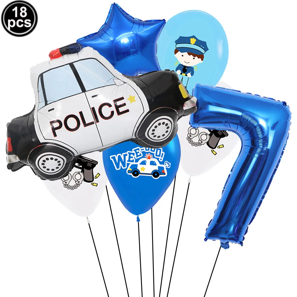 Police-Themed Birthday Party Balloon Supplies for Boys Olive / As picture show