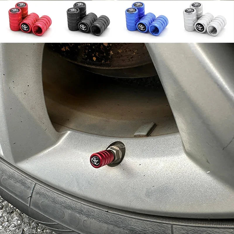 Σετ Καπακιών Βαλβίδας Toyota RAV4 με Ανοξείδωτα Αδιάβροχα Καπάκια, 4 Τεμάχια και Μπρελόκ Κλειδιού με Κλειδί