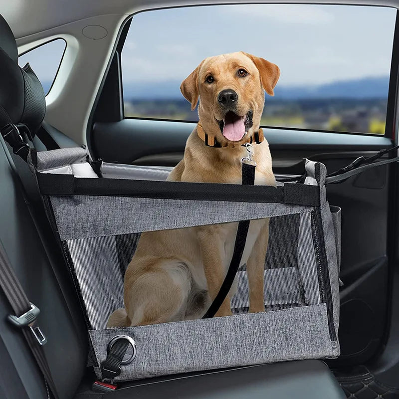 Portable Car Pet Seat Stable Dog Carrier &ndash; Waterproof Design Grey