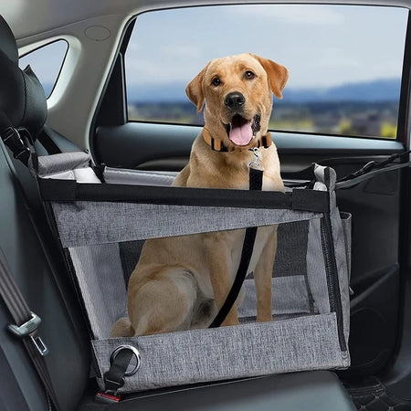 Portable Car Pet Seat Stable Dog Carrier &ndash; Waterproof Design Grey