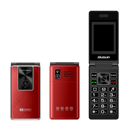 2G GSM Cheap Flip Push-Button Phone For Elderly &ndash; Loud Voice Red / Standard