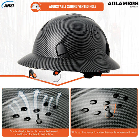 AQM0252 &ndash; Matte Carbon Fiber Full Brim Helmet With Goggles