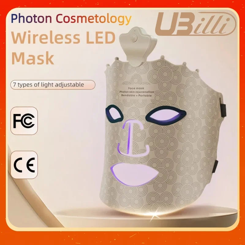 Red Light Facial Mask With 7 Color LED Therapy, Silicone Full Face 240 LEDs